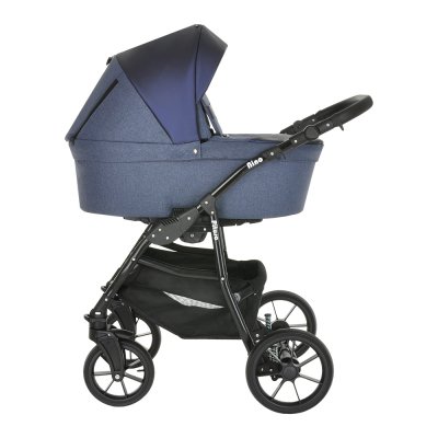 PITUSO Коляска 2 в1 Nino короб+прогулка Midnight + Кожа Metalic Blue