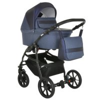 PITUSO Коляска 2 в1 Nino короб+прогулка Midnight + Кожа Metalic Blue