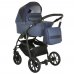 PITUSO Коляска 2 в1 Nino короб+прогулка Midnight + Кожа Metalic Blue