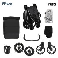 PITUSO Коляска детская RUTA (прогулочная), Black/Черный