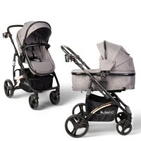 Коляска-трансформер на золотой раме BubaGO Zoom Тёмно-Серая
