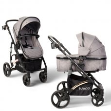 Коляска-трансформер на золотой раме BubaGO Zoom Тёмно-Серая