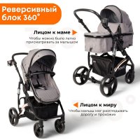 Коляска-трансформер на золотой раме BubaGO Zoom Тёмно-Серая
