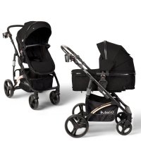 Коляска-трансформер на золотой раме BubaGO Zoom Чёрная