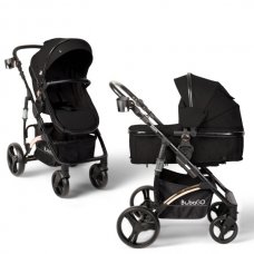 Коляска-трансформер на золотой раме BubaGO Zoom Чёрная