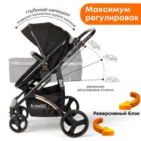 Коляска-трансформер на золотой раме BubaGO Zoom Чёрная