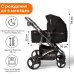 Коляска-трансформер на золотой раме BubaGO Zoom Чёрная