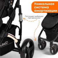 Коляска-трансформер на золотой раме BubaGO Zoom Чёрная