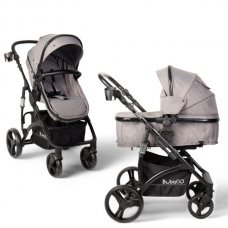Коляска-трансформер на чёрной раме BubaGO Zoom Тёмно-Серая