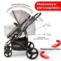 Коляска-трансформер на чёрной раме BubaGO Zoom Тёмно-Серая