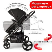 Коляска-трансформер на чёрной раме BubaGO Zoom Чёрная